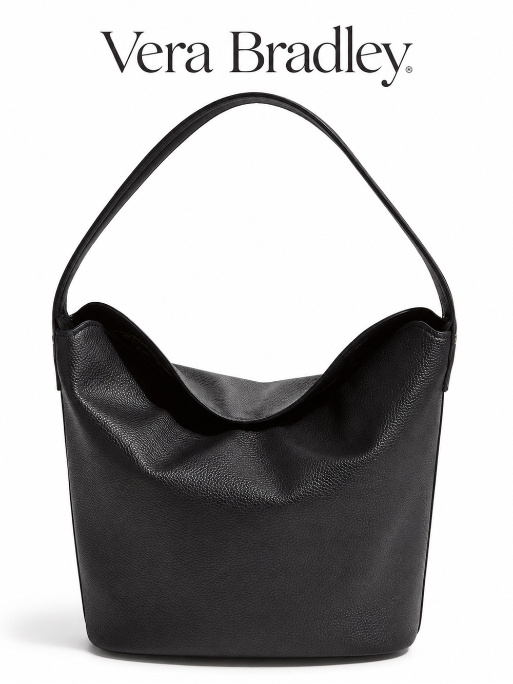 NWT Vera Bradley Black Pebbled Faux Leather Hobo Shoulder Bag